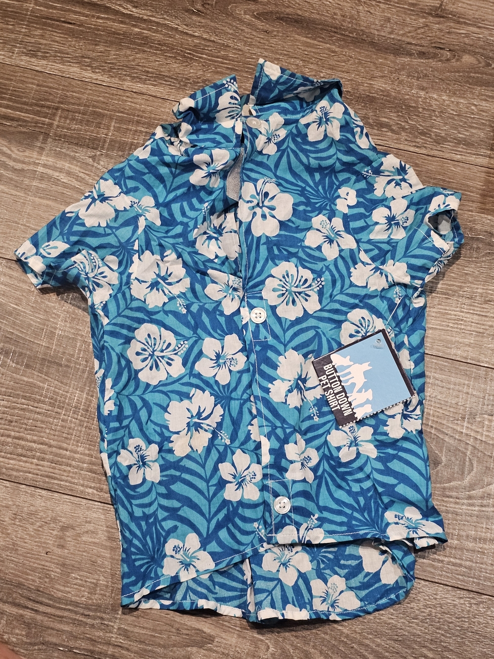 NEW Pet Outfit Blue Floral Button Down Shirt